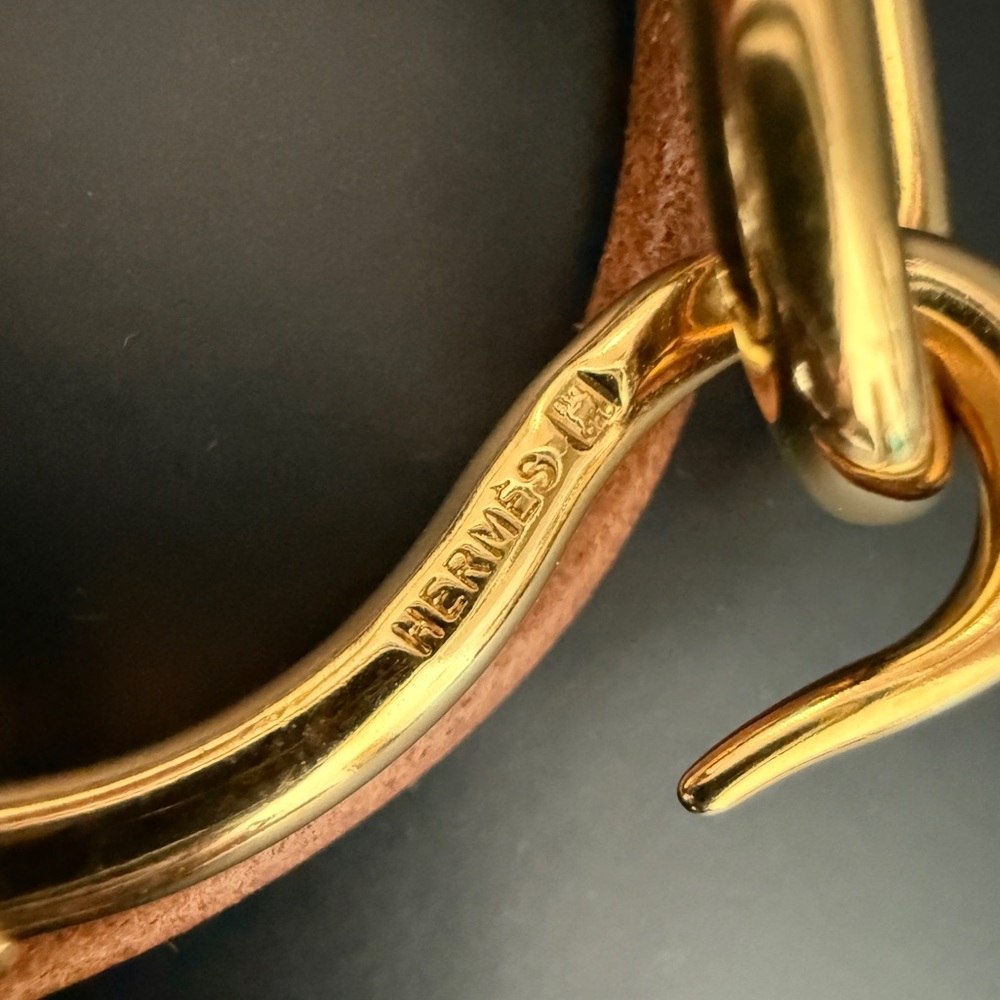 LOT 1712 18K gold plated HERMES vintage jumbo bracelet double tour - Picture 4 of 9